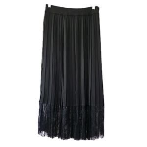 Bohme Midi Skirt Women's M Solid Black Pull On Pleated WhimsyGoth Victorian